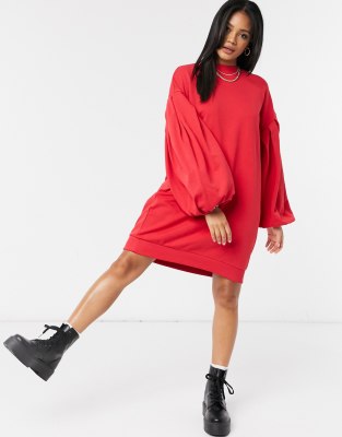 oversized red hoodie dress