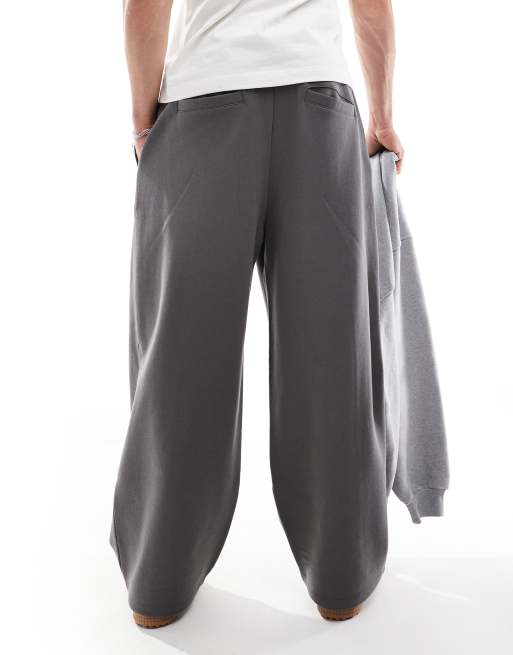 ASOS DESIGN oversized balloon sweatpants with pin tucks in gray, 4 of 5