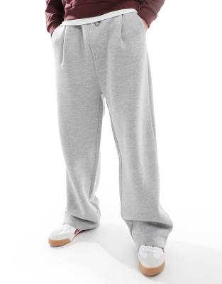 Asos Design Oversized Balloon Sweatpants With Pleat In Gray Heather