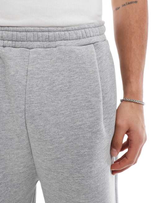 ASOS DESIGN oversized balloon trackies with pleat in grey marl