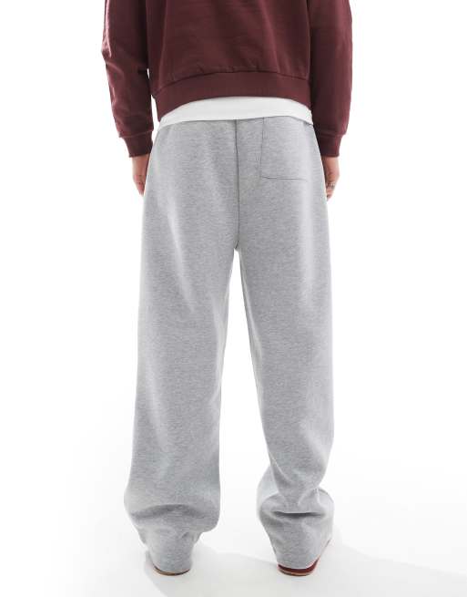 ASOS DESIGN oversized balloon trackies with pleat in grey marl