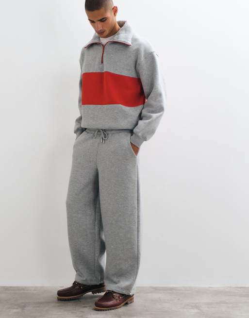 ASOS DESIGN oversized balloon trackies with bungee hem in grey marl, 4 of 5