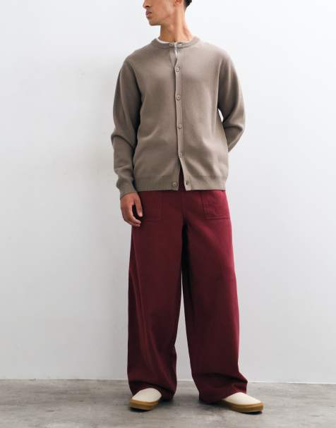 ASOS DESIGN oversized balloon trouser in washed berry - view 1
