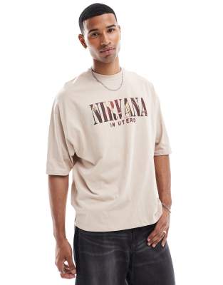 ASOS DESIGN OVERSIZED BAND T-SHIRT WITH NIRVANA PRINTS 