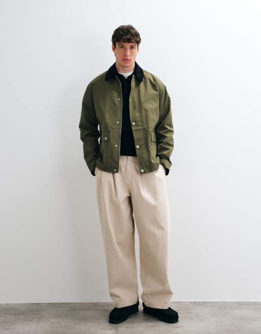 ASOS DESIGN oversized barn jacket in green, 3 of 5