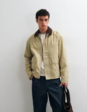 ASOS DESIGN oversized barn jacket in stone