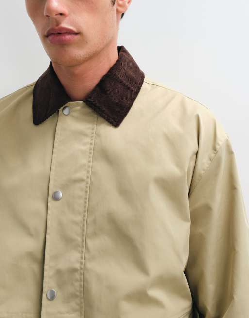 ASOS DESIGN oversized barn jacket in stone, 3 of 5