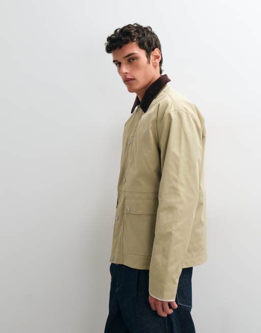 ASOS DESIGN oversized barn jacket in stone, 4 of 5