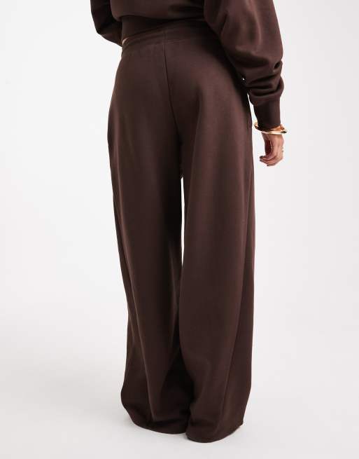 ASOS DESIGN oversized barrel leg brushback jogger with seam detail in chocolate brown, 4 of 5