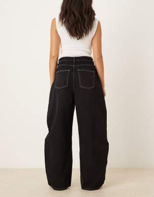 Asos Design Oversized Barrel Leg Jeans In Black