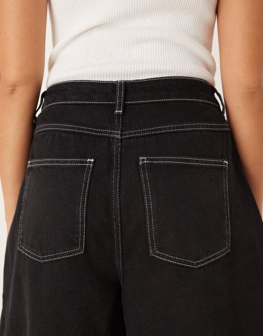 ASOS DESIGN oversized barrel leg jeans in washed black, 4 of 5