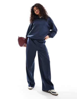 Asos Design Oversized Barrel Leg Sweatpants In Navy - Part Of A Set-brown