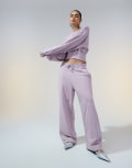 [ASOS DESIGN] ASOS DESIGN oversized barrel leg trackies with seam detail in washed mauve (part of a set)-Purple S WASHED MAUVE