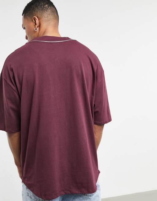 Burgundy baseball hot sale shirt