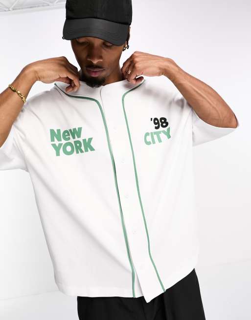 Oversized Baseball Jersey in White