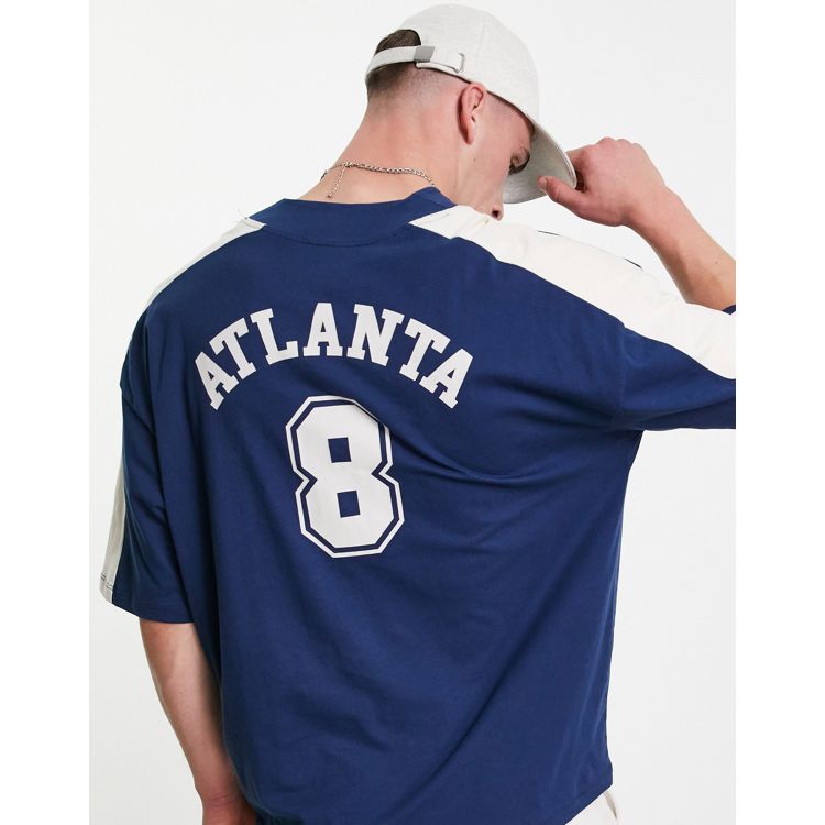 Women's Atlanta Braves White/Navy Plus Size Colorblock T-Shirt