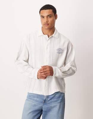 Asos Design Oversized Basket Weave Shirt In White