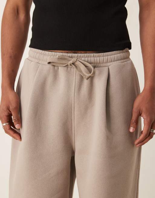 ASOS DESIGN oversized basketball shorts with pleats in grey