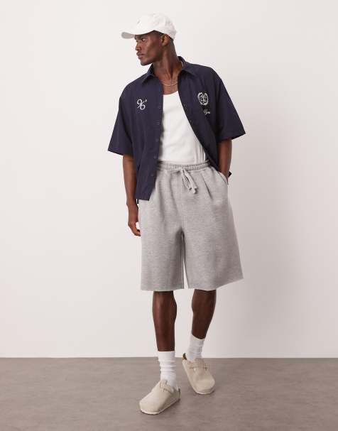 ASOS DESIGN oversized basketball short with pleats in grey marl - view 1