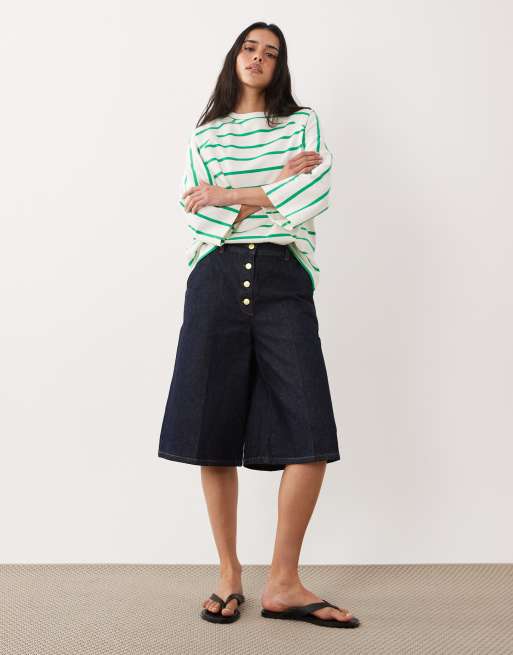 ASOS DESIGN oversized batwing sleeve top in green and white stripe, 2 of 4