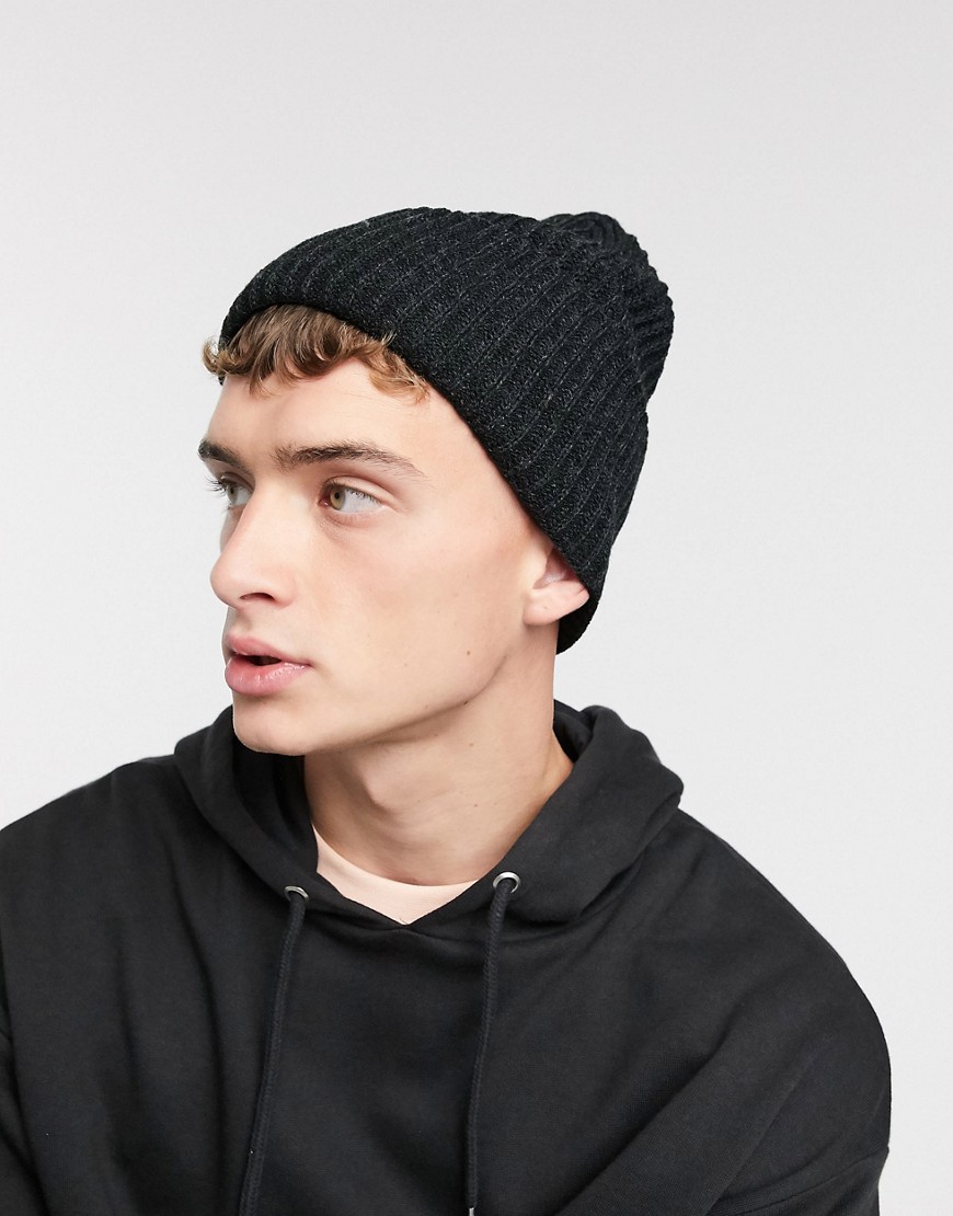 Asos Design Oversized Beanie In Charcoal-gray