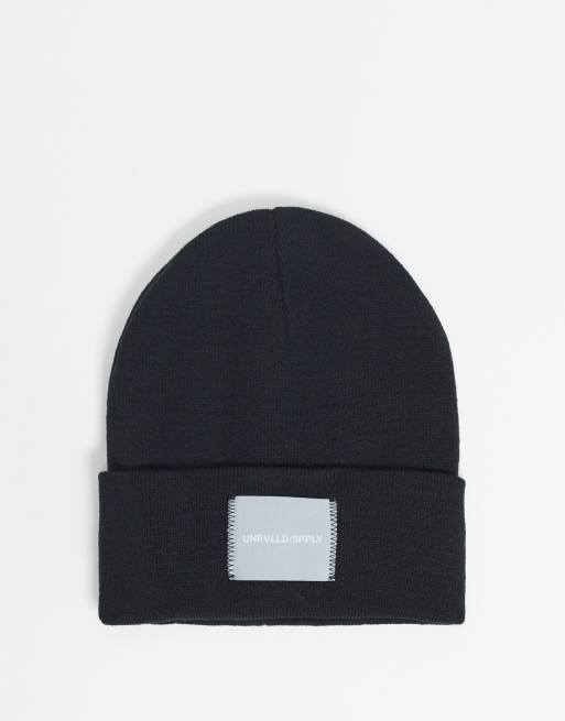 ASOS DESIGN - Oversized beanie in zwart met geweven label