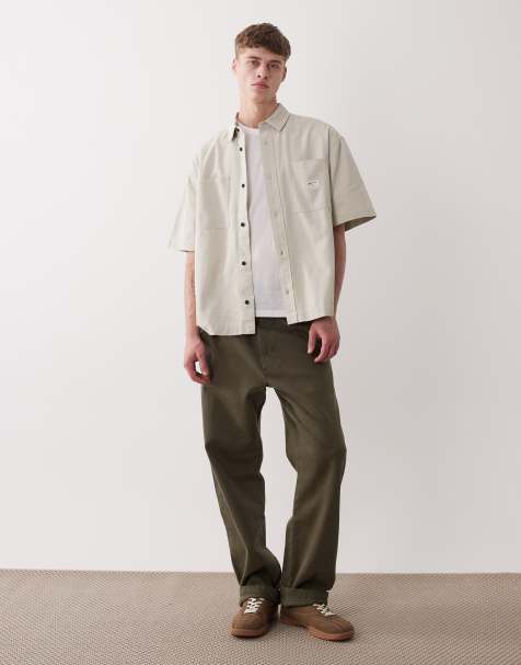 ASOS DESIGN - Oversized beige skjorte med mærkedetalje - view 1