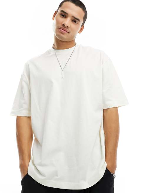 ASOS DESIGN - Oversized, beige T-shirt med abstrakt kunstprint på ryggen, 3 af 4