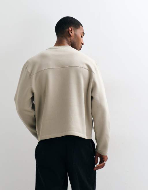 ASOS DESIGN - Oversized beige trøje med rund hals og pigmentprint, 5 af 5