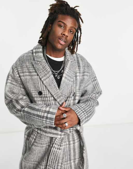 Belted hot sale check coat