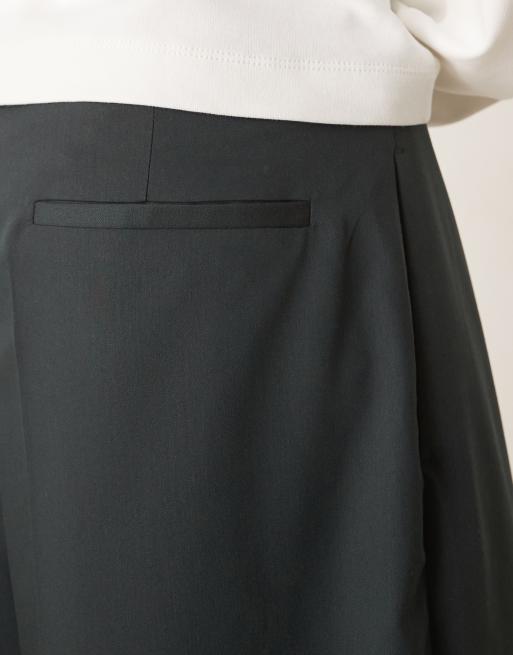 ASOS DESIGN oversized bermuda shorts with pintucks in green