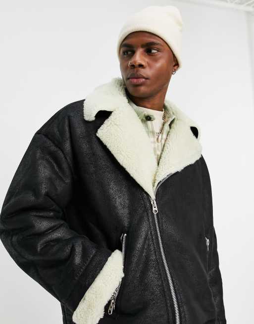 Mens shearling sale jacket asos