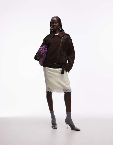 ASOS DESIGN - Oversized bikerjack met leerlook in chocoladebruin - view 1