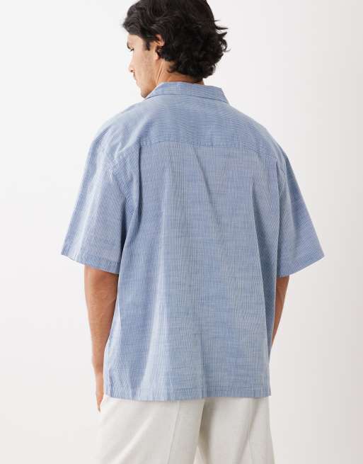 ASOS DESIGN - Oversized blå skjorte med reverskrave og striber, 3 af 5