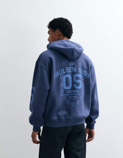 ASOS DESIGN oversized blå tonal hætte med pigmentprint, 2 af 5