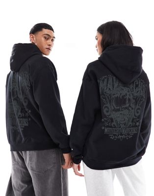 ASOS DESIGN oversized black hoodie with front and back print | ASOS