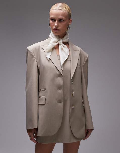 ASOS DESIGN oversized blazer co ord in stone - view 1