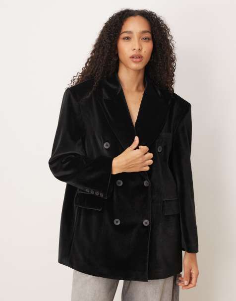 ASOS DESIGN oversized blazer in black velvet - view 1