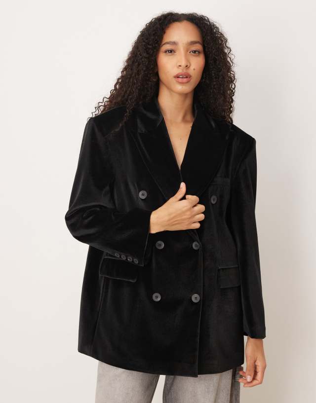 ASOS DESIGN oversized blazer in black velvet