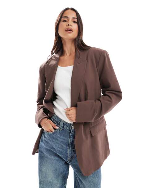 ASOS DESIGN oversized blazer in brown - view 1
