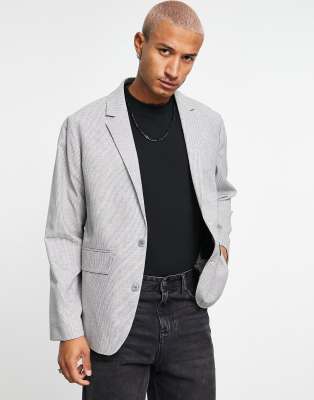 ASOS DESIGN oversized blazer in grey texture