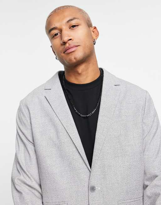 ASOS DESIGN oversized blazer in grey texture