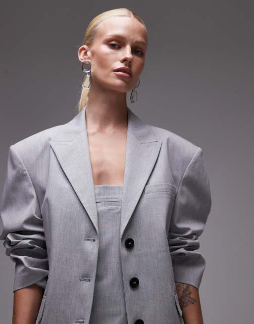 ASOS DESIGN oversized blazer in light gray - part of a set