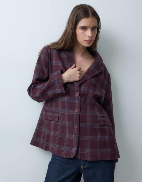 ASOS DESIGN oversized blazer met brede schouders in tartan - view 1