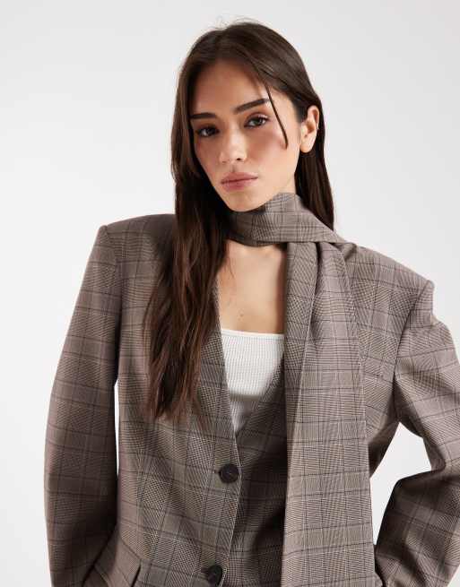 ASOS DESIGN - Oversized blazer met sjaal in bruin, 4 van 4