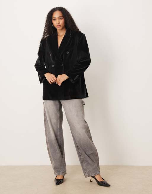 ASOS DESIGN - Oversized blazer van fluweel in zwart, 2 van 4