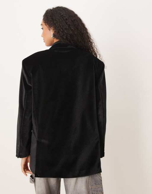ASOS DESIGN - Oversized blazer van fluweel in zwart, 4 van 4