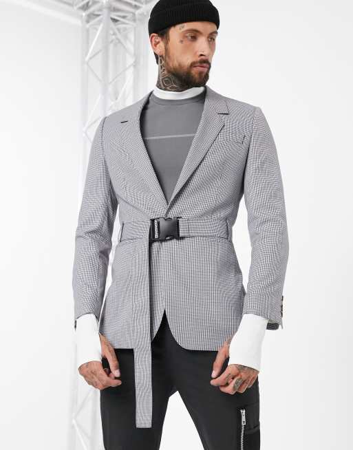 Mens blazer with on sale belt