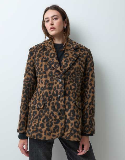 ASOS DESIGN oversized blazer zonder kraag met luipaardprint - view 1