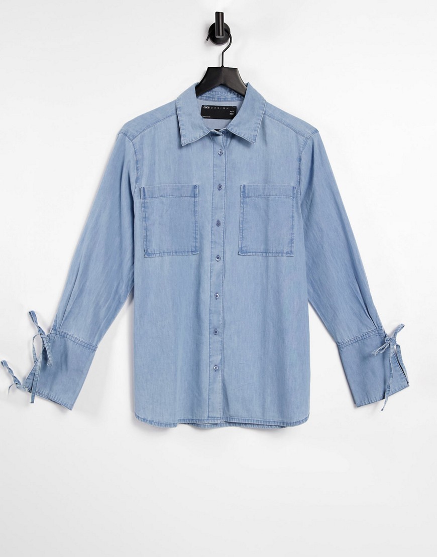 ASOS DESIGN - Oversized blød denimskjorte i midwash-Blå